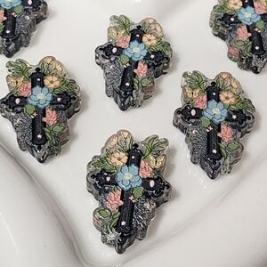 Cross Beads 2 Pcs Focal Beads Flowers Beaded Pen Jewelry Making Religious